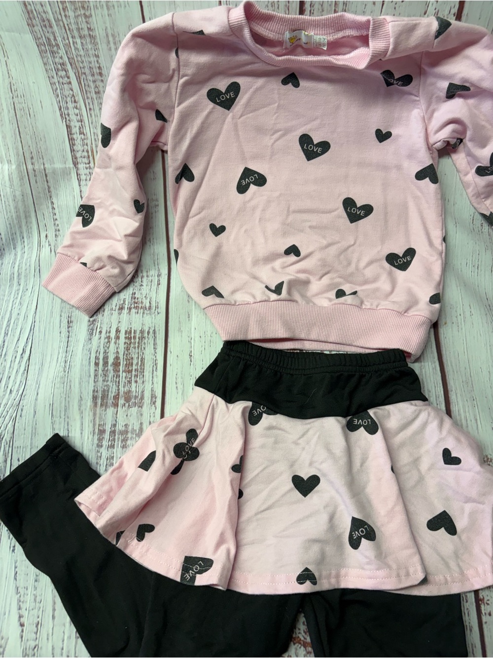 Pink Heart Print Kids sweat outfit